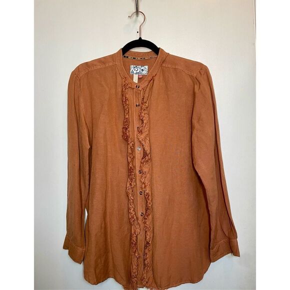 Anthropology Pilcro Ruffled Placket Shirt size M - Picture 5 of 14